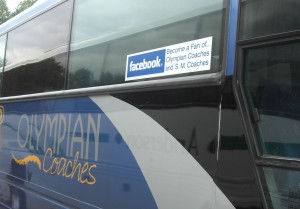 Facebook Fan Sticker on the side of the coach - well done!