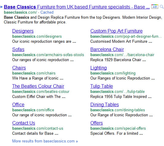 Google site links own the SERPs