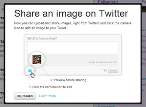 Twitter image upload share photos on Twitter camera icon